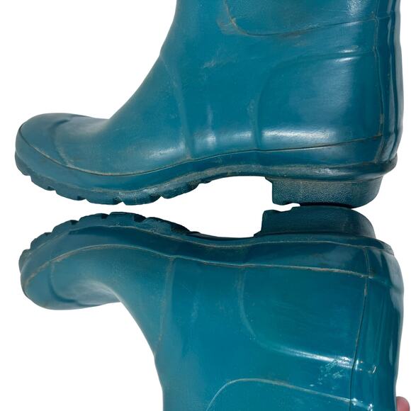 Hunter Original Gloss Tall Rain Boots Rubber W23018 Blue Green 5M/6F - Picture 7 of 9
